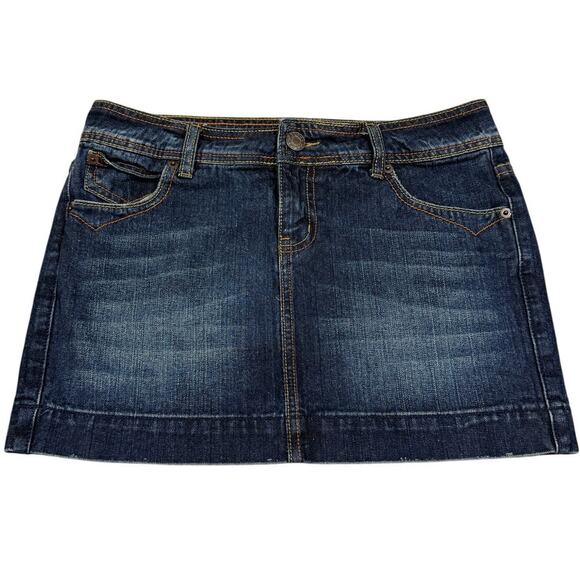 Y2K SO Junior Womens Size 7 Blue Denim Mini Skirt - Picture 1 of 6